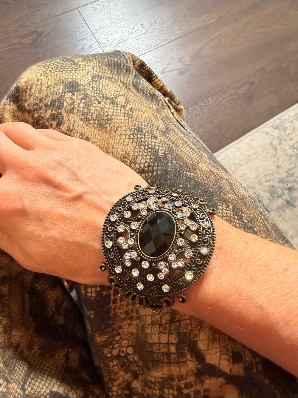 Vintage Gothic Victorian Revival Statement Cuff Bracelet